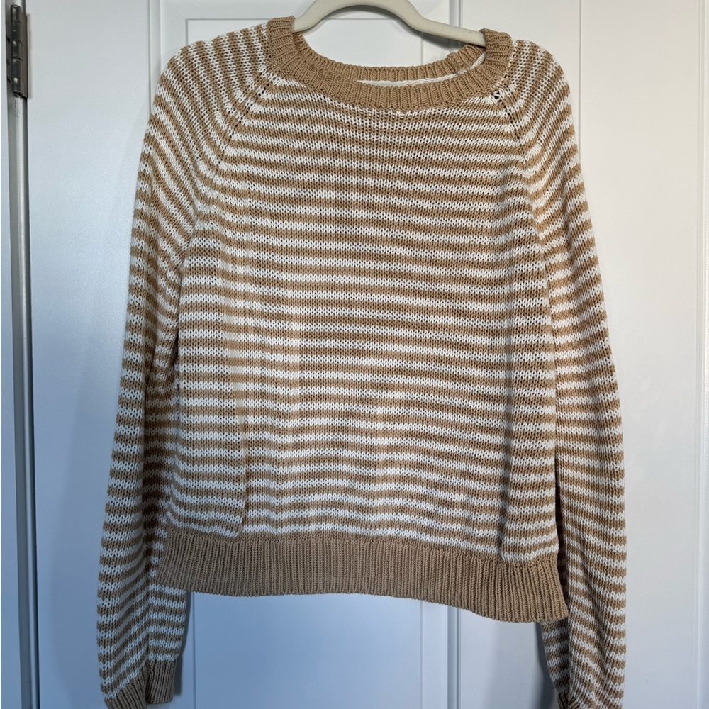 Caslon Striped Tan and White Women's Sweater